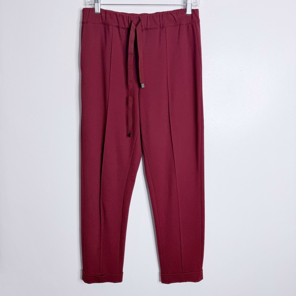 Liviana Conti Burgundy Wine Drawstring Waist Pant Made In Italy Small (40)‎